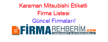 Karaman+Mitsubishi+Etiketli+Firma+Listesi Güncel+Firmaları!