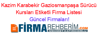 Kazim+Karabekir+Gaziosmanpaşa+Sürücü+Kursları+Etiketli+Firma+Listesi Güncel+Firmaları!