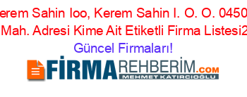 Kerem+Sahin+Ioo,+Kerem+Sahin+I.+O.+O.+04500+Sanayi+Mah.+Adresi+Kime+Ait+Etiketli+Firma+Listesi2.Sayfa Güncel+Firmaları!
