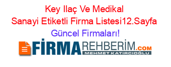 Key+Ilaç+Ve+Medikal+Sanayi+Etiketli+Firma+Listesi12.Sayfa Güncel+Firmaları!