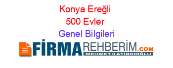 Konya+Ereğli+500+Evler Genel+Bilgileri