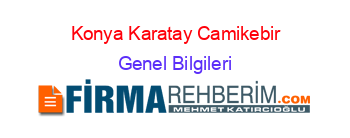 Konya+Karatay+Camikebir Genel+Bilgileri