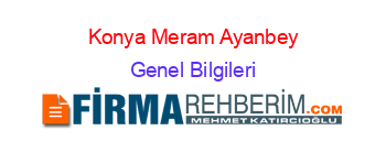 Konya+Meram+Ayanbey Genel+Bilgileri