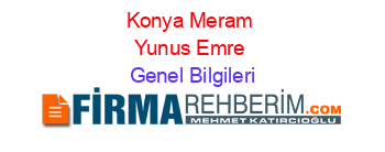 Konya+Meram+Yunus+Emre Genel+Bilgileri