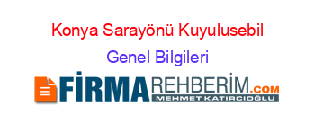 Konya+Sarayönü+Kuyulusebil Genel+Bilgileri