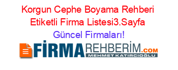 Korgun+Cephe+Boyama+Rehberi+Etiketli+Firma+Listesi3.Sayfa Güncel+Firmaları!