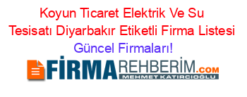 Koyun+Ticaret+Elektrik+Ve+Su+Tesisatı+Diyarbakır+Etiketli+Firma+Listesi Güncel+Firmaları!