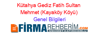 Kütahya+Gediz+Fatih+Sultan+Mehmet+(Kayaköy+Köyü) Genel+Bilgileri