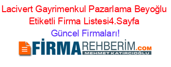 Lacivert+Gayrimenkul+Pazarlama+Beyoğlu+Etiketli+Firma+Listesi4.Sayfa Güncel+Firmaları!