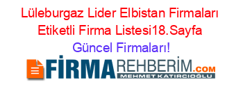 Lüleburgaz+Lider+Elbistan+Firmaları+Etiketli+Firma+Listesi18.Sayfa Güncel+Firmaları!