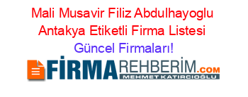 Mali+Musavir+Filiz+Abdulhayoglu+Antakya+Etiketli+Firma+Listesi Güncel+Firmaları!