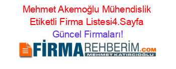 Mehmet+Akemoğlu+Mühendislik+Etiketli+Firma+Listesi4.Sayfa Güncel+Firmaları!