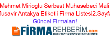 Mehmet+Mirioglu+Serbest+Muhasebeci+Mali+Musavir+Antakya+Etiketli+Firma+Listesi2.Sayfa Güncel+Firmaları!