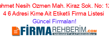 Mehmet+Nesih+Ozmen+Mah.+Kiraz+Sok.+No:+12+/+4+6+Adresi+Kime+Ait+Etiketli+Firma+Listesi Güncel+Firmaları!
