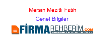 Mersin+Mezitli+Fatih Genel+Bilgileri