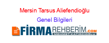 Mersin+Tarsus+Aliefendioğlu Genel+Bilgileri