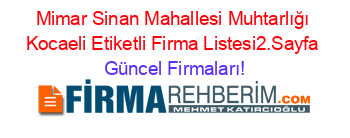 Mimar+Sinan+Mahallesi+Muhtarlığı+Kocaeli+Etiketli+Firma+Listesi2.Sayfa Güncel+Firmaları!