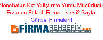 Nenehatun+Kız+Yetiştirme+Yurdu+Müdürlüğü+Erzurum+Etiketli+Firma+Listesi2.Sayfa Güncel+Firmaları!