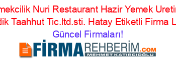 Nuri+Yemekcilik+Nuri+Restaurant+Hazir+Yemek+Uretimi+Gida+Temizlik+Taahhut+Tic.ltd.sti.+Hatay+Etiketli+Firma+Listesi Güncel+Firmaları!