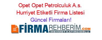 Opet+Opet+Petrolculuk+A.s.+Hurriyet+Etiketli+Firma+Listesi Güncel+Firmaları!