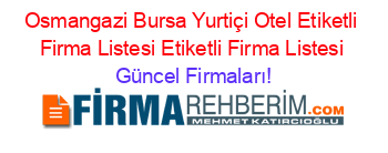 Osmangazi+Bursa+Yurtiçi+Otel+Etiketli+Firma+Listesi+Etiketli+Firma+Listesi Güncel+Firmaları!