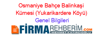 Osmaniye+Bahçe+Balinkaşi+Kümesi+(Yukarikardere+Köyü) Genel+Bilgileri