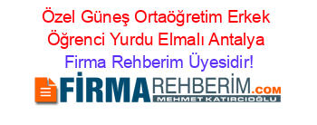 Özel+Güneş+Ortaöğretim+Erkek+Öğrenci+Yurdu+Elmalı+Antalya Firma+Rehberim+Üyesidir!