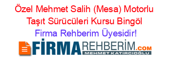 Özel+Mehmet+Salih+(Mesa)+Motorlu+Taşıt+Sürücüleri+Kursu+Bingöl Firma+Rehberim+Üyesidir!