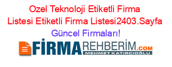 Ozel+Teknoloji+Etiketli+Firma+Listesi+Etiketli+Firma+Listesi2403.Sayfa Güncel+Firmaları!