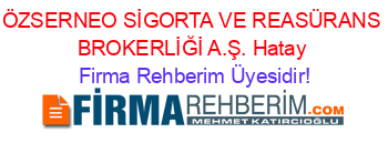ÖZSERNEO+SİGORTA+VE+REASÜRANS+BROKERLİĞİ+A.Ş.+Hatay Firma+Rehberim+Üyesidir!