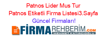Patnos+Lider+Mus+Tur+Patnos+Etiketli+Firma+Listesi3.Sayfa Güncel+Firmaları!