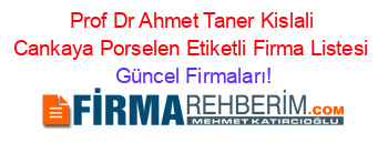 Prof+Dr+Ahmet+Taner+Kislali+Cankaya+Porselen+Etiketli+Firma+Listesi Güncel+Firmaları!