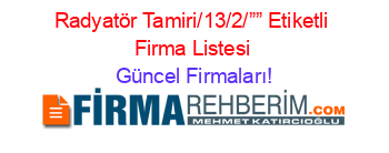 Radyatör+Tamiri/13/2/””+Etiketli+Firma+Listesi Güncel+Firmaları!