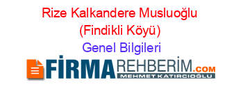 Rize+Kalkandere+Musluoğlu+(Findikli+Köyü) Genel+Bilgileri