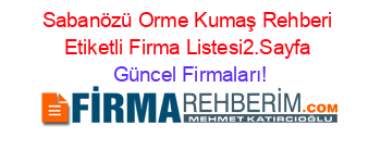 Sabanözü+Orme+Kumaş+Rehberi+Etiketli+Firma+Listesi2.Sayfa Güncel+Firmaları!