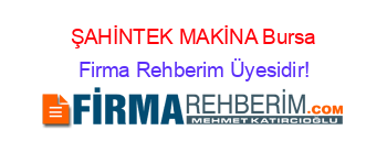 ŞAHİNTEK+MAKİNA+Bursa Firma+Rehberim+Üyesidir!