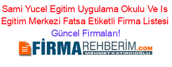 Sami+Yucel+Egitim+Uygulama+Okulu+Ve+Is+Egitim+Merkezi+Fatsa+Etiketli+Firma+Listesi Güncel+Firmaları!