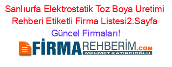 Sanlıurfa+Elektrostatik+Toz+Boya+Uretimi+Rehberi+Etiketli+Firma+Listesi2.Sayfa Güncel+Firmaları!