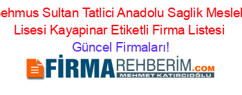 Sehmus+Sultan+Tatlici+Anadolu+Saglik+Meslek+Lisesi+Kayapinar+Etiketli+Firma+Listesi Güncel+Firmaları!