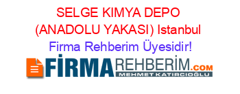 SELGE+KIMYA+DEPO+(ANADOLU+YAKASI)+Istanbul Firma+Rehberim+Üyesidir!