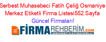 Serbest+Muhasebeci+Fatih+Çeliğ+Osmaniye+Merkez+Etiketli+Firma+Listesi552.Sayfa Güncel+Firmaları!