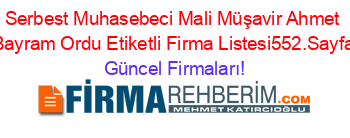 Serbest+Muhasebeci+Mali+Müşavir+Ahmet+Bayram+Ordu+Etiketli+Firma+Listesi552.Sayfa Güncel+Firmaları!