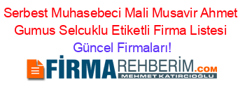 Serbest+Muhasebeci+Mali+Musavir+Ahmet+Gumus+Selcuklu+Etiketli+Firma+Listesi Güncel+Firmaları!