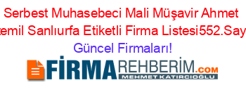 Serbest+Muhasebeci+Mali+Müşavir+Ahmet+Istemil+Sanlıurfa+Etiketli+Firma+Listesi552.Sayfa Güncel+Firmaları!