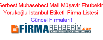 Serbest+Muhasebeci+Mali+Müşavir+Ebubekir+Yörükoğlu+Istanbul+Etiketli+Firma+Listesi Güncel+Firmaları!