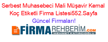 Serbest+Muhasebeci+Mali+Müşavir+Kemal+Koç+Etiketli+Firma+Listesi552.Sayfa Güncel+Firmaları!