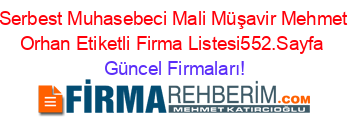 Serbest+Muhasebeci+Mali+Müşavir+Mehmet+Orhan+Etiketli+Firma+Listesi552.Sayfa Güncel+Firmaları!