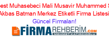 Serbest+Muhasebeci+Mali+Musavir+Muhammed+Said+Akbas+Batman+Merkez+Etiketli+Firma+Listesi Güncel+Firmaları!
