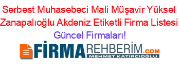Serbest+Muhasebeci+Mali+Müşavir+Yüksel+Zanapalıoğlu+Akdeniz+Etiketli+Firma+Listesi Güncel+Firmaları!