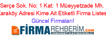 Serçe+Sok.+No:+1+Kat:+1+Müeyyetzade+Mh.+Karaköy+Adresi+Kime+Ait+Etiketli+Firma+Listesi Güncel+Firmaları!